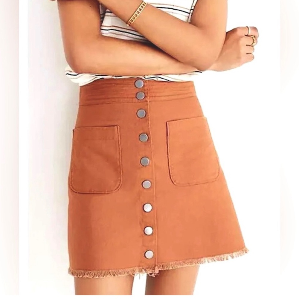 Madewell High-Waist Snap Skirt- Burnt Sienna